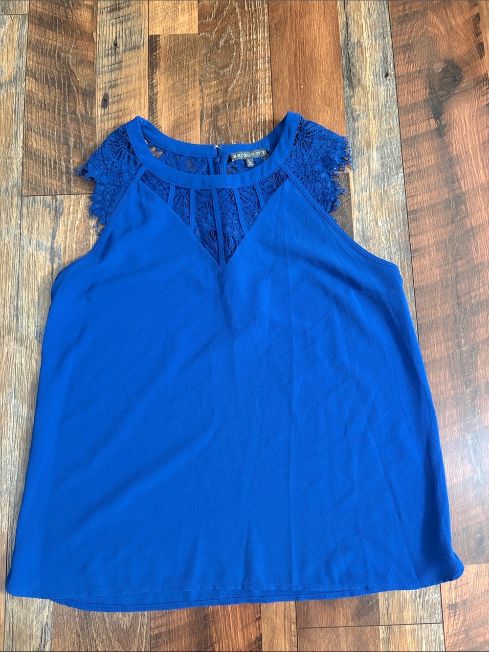 Brixon Ivy Royal Blue Lace Yoke Sleeveless Top